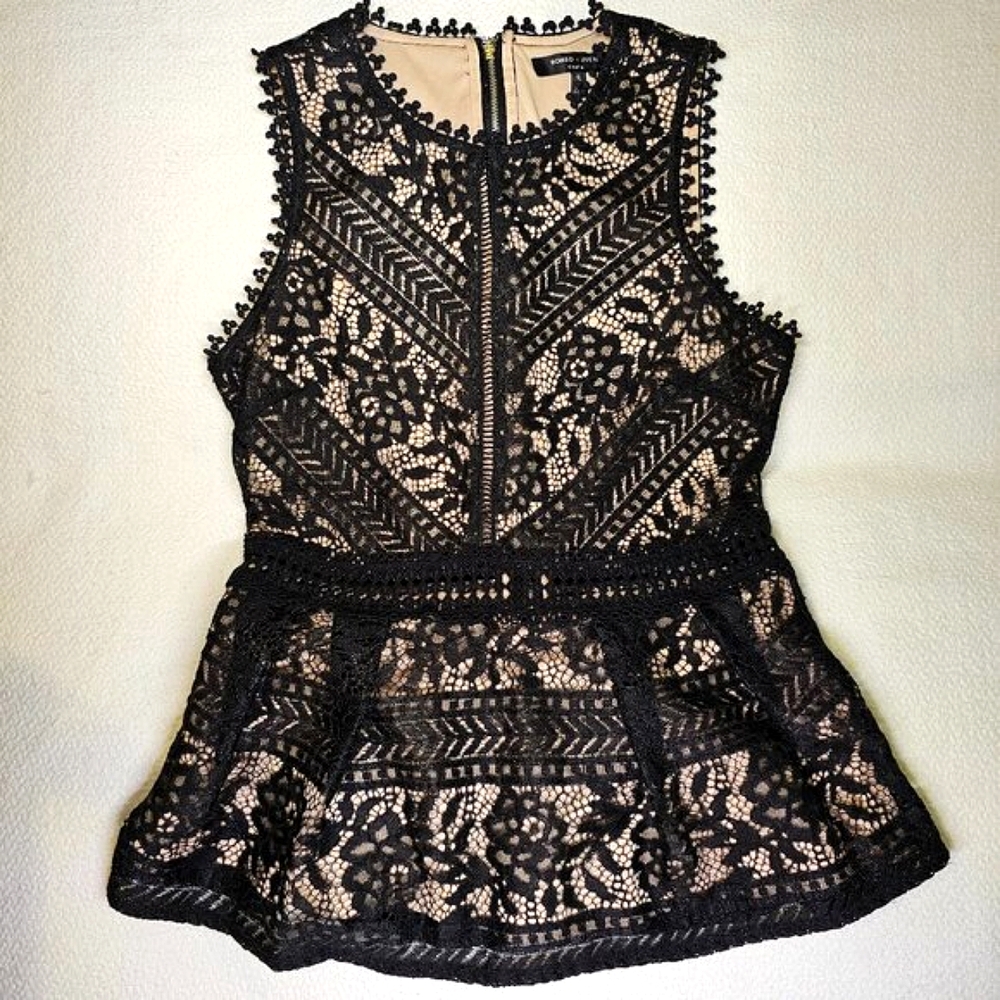Lace Overlay Fitted Top